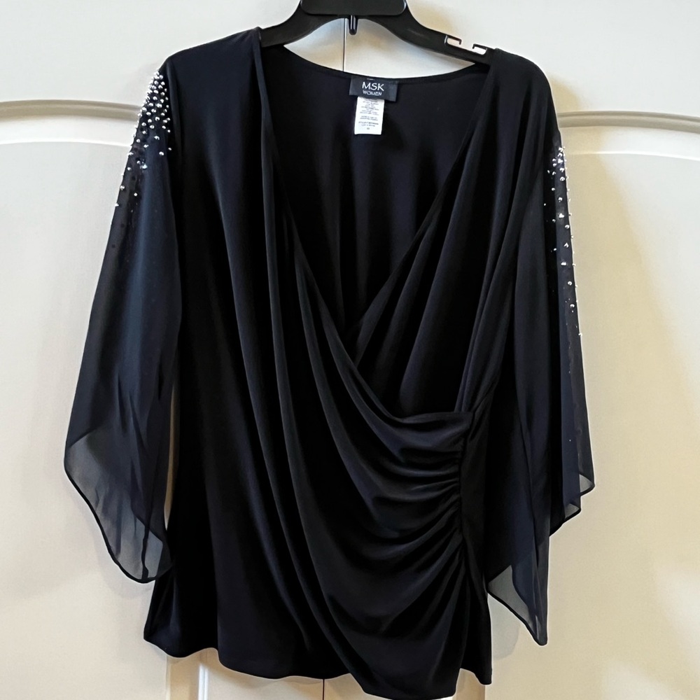 Super cute MSK blouse with rhinestones sleeves. - Picture 3 of 4
